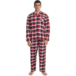 image:imageHanes Mens 100 Cotton Flannel Plaid Pajama Top and Pant Set Long Sleeve Button DownRed Buffalo