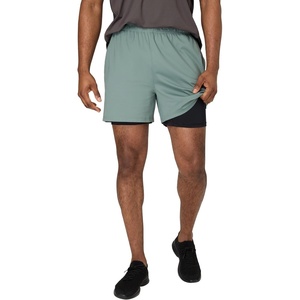 image:imageHanes Mens Moves Workout Shorts with Boxer Brief Liner amp Total Support Pouch MoistureWicking Shorts 5 InseamHerbal Olive GreenBlack