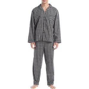 image:imageHanes Mens Woven PlainWeave Pajama SetBlack Plaid