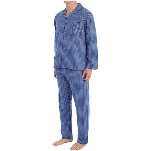 image:imageHanes Mens Woven PlainWeave Pajama SetBlue Check