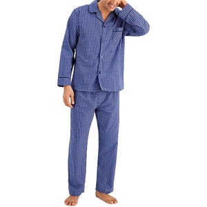 image:imageHanes Mens Woven PlainWeave Pajama SetBlue Checkered