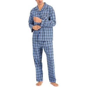 image:imageHanes Mens Woven PlainWeave Pajama SetBlue Green Plaid