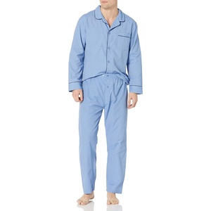 image:imageHanes Mens Woven PlainWeave Pajama SetBlue Solid