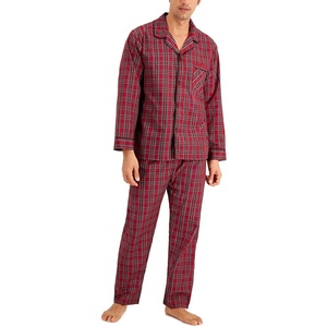 image:imageHanes Mens Woven PlainWeave Pajama SetRed Plaid