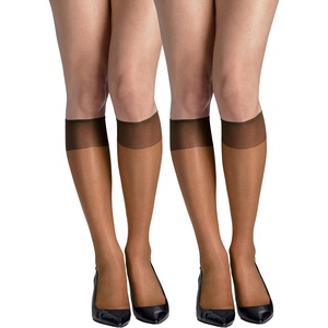 image:imageHanes Silk Reflections Womens Sheer Toe Silky Sheer KneeHigh StockingsGentle Brown