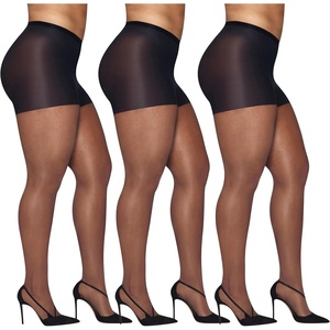 image:imageHanes Womens Curves Control Top Sheer Toe Silky Sheer Pantyhose With Wicking Cool ComfortBlack Pack of 3