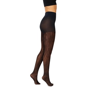 image:imageHanes Womens EcoSmart Fashion Sheer Art Deco Control Top Sheer Toe TightsBlack