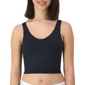 image:imageHanes Womens Moves Crop Bralette VNeck Cropped Pullover Builtin Shelf Bra Odor ControlBlack