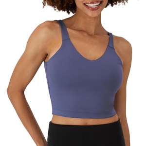 image:imageHanes Womens Moves Crop Bralette VNeck Cropped Pullover Builtin Shelf Bra Odor ControlDark Cobalt Night
