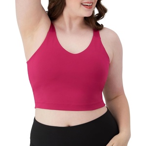 image:imageHanes Womens Moves Crop Bralette VNeck Cropped Pullover Builtin Shelf Bra Odor ControlFresh Berry