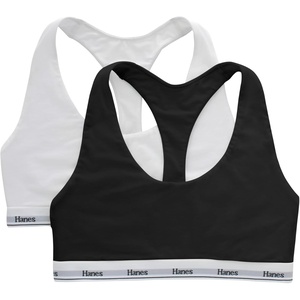 image:imageHanes Womens Originals Racerback Bralette Pack Breathable Stretch Cotton Bras 2PackBlackWhite