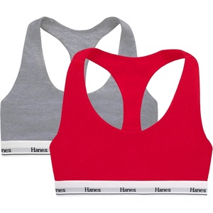 image:imageHanes Womens Originals Racerback Bralette Pack Breathable Stretch Cotton Bras 2PackShelton RedConcrete Heather
