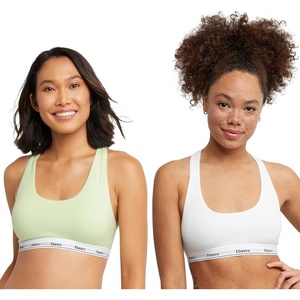 image:imageHanes Womens Originals Racerback Bralette Pack Breathable Stretch Cotton Bras 2PackWhiteRefreshing Green