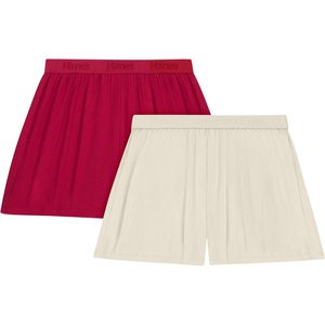 image:imageHanes Womens Originals Sleep Shorts 2Pack Comfywear Supersoft Lounge Shorts Pack 325Cocoa ButterRosey Red