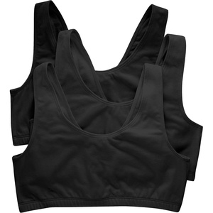 image:imageHanes Womens Pack Cotton Scoopneck Bralette LowImpact Sports Bra 3PackBlackBlackBlack