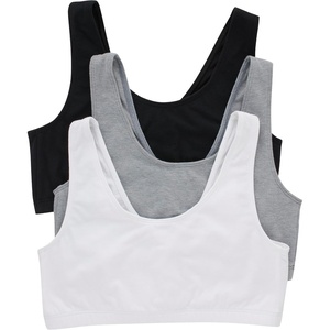 image:imageHanes Womens Pack Cotton Scoopneck Bralette LowImpact Sports Bra 3PackBlackConcrete HeatherWhite