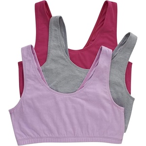 image:imageHanes Womens Pack Cotton Scoopneck Bralette LowImpact Sports Bra 3PackFantastic FuchsiaConcrete HeatherLilac