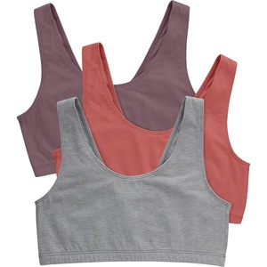 image:imageHanes Womens Pack Cotton Scoopneck Bralette LowImpact Sports Bra 3PackSpiced FigTerra RedConcrete Heather