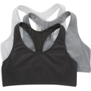 image:imageHanes Womens Racerback Cotton TBack Bralette 3 PackWhiteConcrete HeatherBlack
