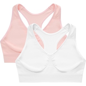 image:imageHanes Womens Seamless Racerback Bra Pullover FullCoverage Bralette 2PackWhite Light Buff
