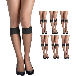 image:imageHanes Womens Silk Reflections Silky Sheer Knee Highs Reinforced Toe KneeHigh StockingsBarely Black Pack of 6