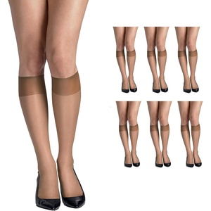 image:imageHanes Womens Silk Reflections Silky Sheer Knee Highs Reinforced Toe KneeHigh StockingsBarely There Pack of 6