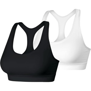 image:imageHanes Womens Sport Compression Racerback SportsBraBlackWhite  2 Pack