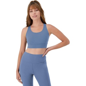 image:imageHanes Womens Sports Bra Moves Racerback Crop Top Yoga Bras for Women Stretch Sports Crop Top with Cutout WickingBlue Dive