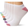image:imageHanes Womens 6Pair Comfort Fit No Show SocksWhite With Color Pops  6 Pack