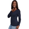 image:imageHanes Womens Long Sleeve Cotton TShirt Lightweight Crewneck and VNeck Tee for Women Modern FitNavy