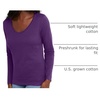 image:imageHanes Womens Long Sleeve Cotton TShirt Lightweight Crewneck and VNeck Tee for Women Modern FitViolet Splendor