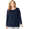 image:imageJUST My Size Womens Just My Size PlusSize Long Sleeve Cotton TShirt ScoopNeck TShirts for WomenNavy