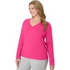 image:imageHanes Womens Long Sleeve Cotton TShirt Lightweight Crewneck and VNeck Tee for Women Modern FitAmaranth