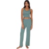 image:imageHanes Womens Originals SuperSoft Comfywear 2 Piece Crop Tank amp Lounge Pants Loungewear SetFaded Sage GreenFaded Sage Green