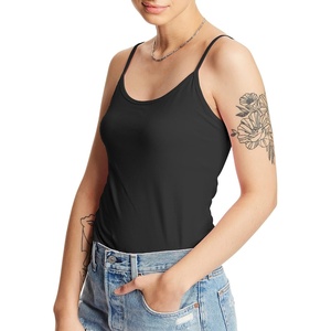 image:imageHanes Womens Cami with Builtin Shelf Bra Stretch Cotton Camisole Adjustable StrapsBlack 1 Pack
