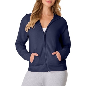 image:imageHanes Womens EcoSmart Fleece Sweatshirt for Women Soft Midweight  FullZip Hoodie Sweatshirt or 14 ZipNavy