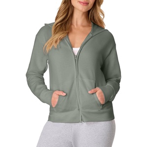 image:imageHanes Womens EcoSmart Fleece Sweatshirt for Women Soft Midweight  FullZip Hoodie Sweatshirt or 14 ZipStonewashed Green