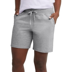 image:imageHanes Womens Jersey Pocket Shorts Drawstring Cotton Jersey Shorts 7 InseamLight Steel