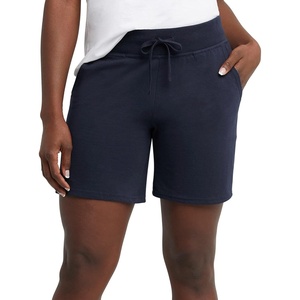 image:imageHanes Womens Jersey Pocket Shorts Drawstring Cotton Jersey Shorts 7 InseamNavy