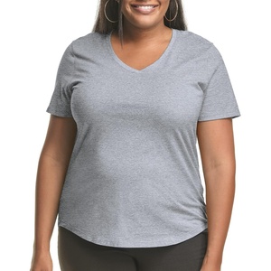 image:imageHanes Womens Just My Size Plus Size Cotton Jersey TShirt Short Sleeve VNeck TeeLight Steel