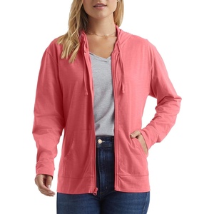 image:imageHanes Womens Lightweight Full Zip Hoodie Textured Cotton Zip Up TShirt HoodieBriny Pink