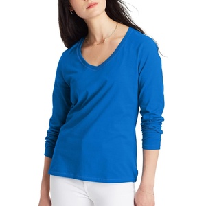 image:imageHanes Womens Long Sleeve Cotton TShirt Lightweight Crewneck and VNeck Tee for Women Modern FitDeep Dive