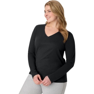 image:imageHanes Womens Long Sleeve Cotton TShirt Lightweight Crewneck and VNeck Tee for Women Modern FitEbony