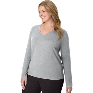 image:imageHanes Womens Long Sleeve Cotton TShirt Lightweight Crewneck and VNeck Tee for Women Modern FitLight Steel
