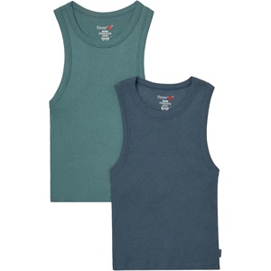 image:imageHanes Womens Originals Racerback Crop Tank 2Pack Comfywear Supersoft Rib Cropped Tank Top Loungewear PackStargazer GreyFaded Sage Green