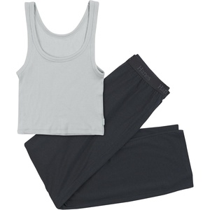 image:imageHanes Womens Originals SuperSoft Comfywear 2 Piece Crop Tank amp Lounge Pants Loungewear SetSoft CeladonAsphalt