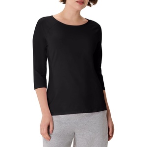 image:imageHanes Womens Raglan Sleeve Stretch Cotton Crewneck TeeBlack