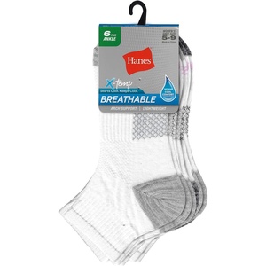 image:imageHanes Womens Socks Lightweight Breathable Socks No Show and Super No Show 6PackWhite With Gray