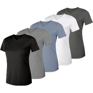 image:imageHanes Womens TShirt 5Pack Sport Cool Dri VNeck Performance Tees MoistureWicking Sun ProtectionBlack  Grey Heather  Navy Heather 