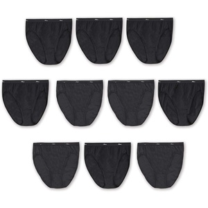 image:imageHanes Womens Underwear Pack 10Pack FullCoverage Cotton Blend Panties MoistureWicking Underwear for Women10pack Black Hicut